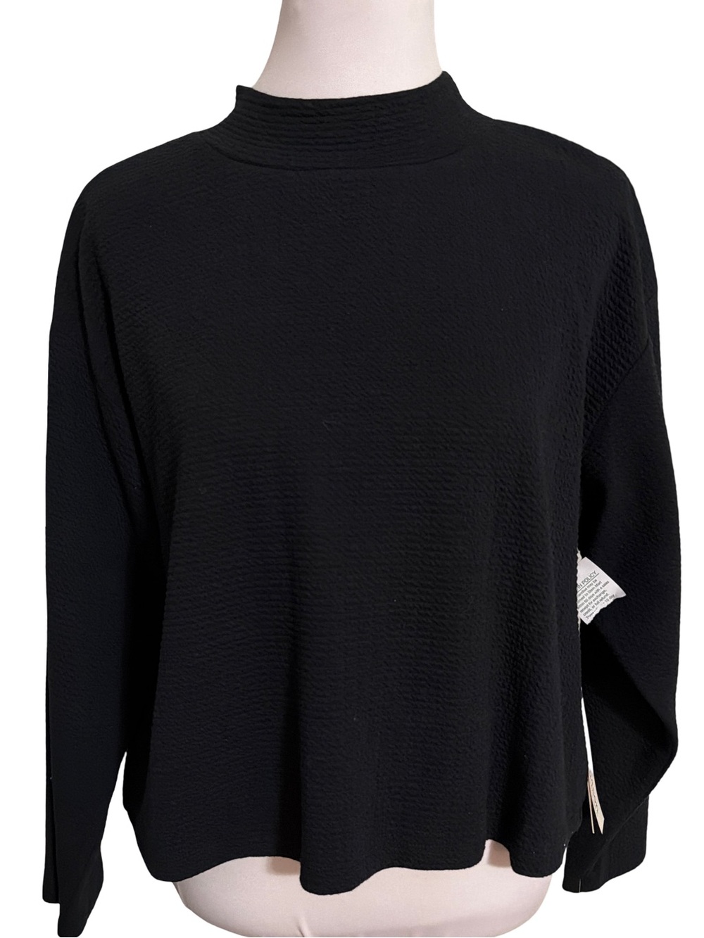 june & hudson Black Textured Mock Neck Sweater